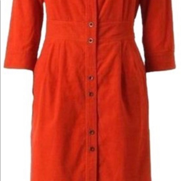 NWOT Anthropologie Orange Corduroy Dress - Picture 2 of 3